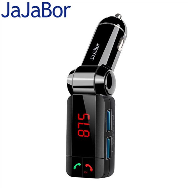 

jajabor bluetooth car kit hands fm transmitter car mp3 music player dual usb charger support voltage/current tested