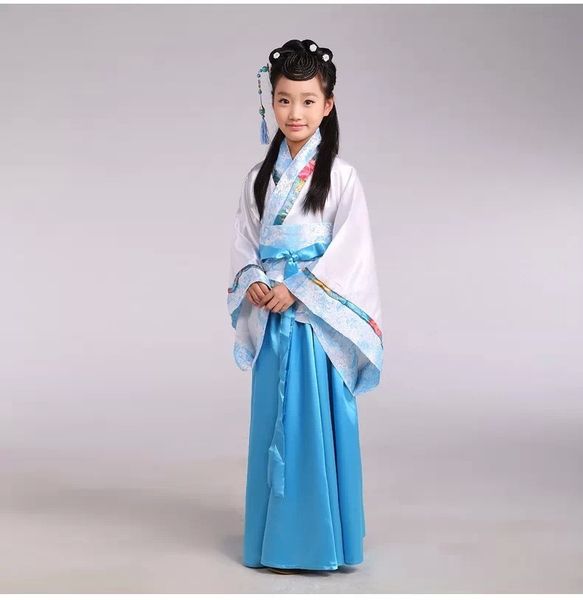 

new chinese dance costumes children traditional chinese dance costume girls traditional ancient chinese clothing hanfu dress, Blue