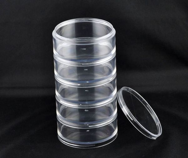 

plastic adjustable stackable 5 tier beads organizer container storage box cylinder jewelry box display organizer