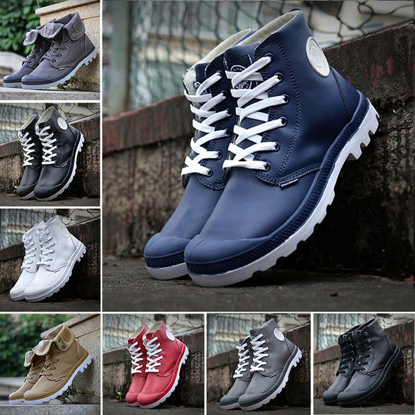 

new 2020 palladium women medium pampa pufdie lite wp high cut leather outerdoor boots men women working boot size 36-45, Black