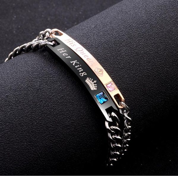 DIY Ihr König Seine Königin Paar Armbänder mit Kristall Stein Liebhaber Krone Charme Armbänder Für Frauen Männer Drop Shipping B443