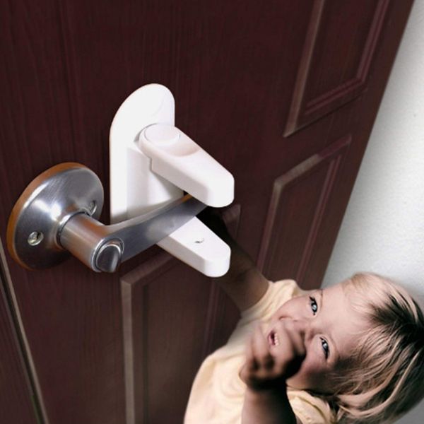 2018 Door Lever Lock Child Toddler Proof Safety Doors Handles 3M Adhesive 4 Pack