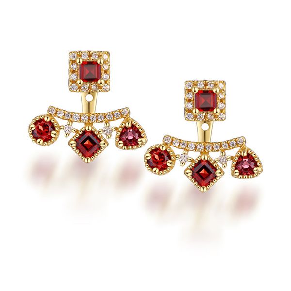 

ani 925 sterling silver women drop earrings natural garnet wedding fine jewelry elegant dangle earrings elegant bijoux for women, Golden;silver
