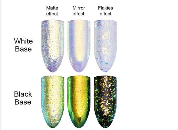 

chameleon neon nail glitter mirror iridescent nail sequins ab color chrome nail art pigment for uv gel polish, Silver;gold