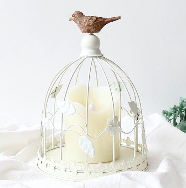 Acheter Style Européen Blanc Cage à Oiseaux Chandelier Accessoires Ornements Succulentes Pot De Fleur Décoration Creative Décoration De Table De