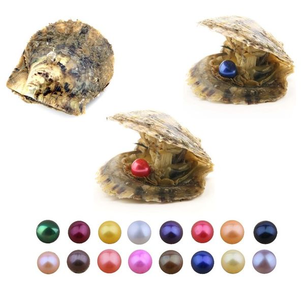 

round oyster pearl 6-8mm 2018 new 27 mix color big seawater gift diy natural pearl loose beads decorations vacuum packaging wholesale, White