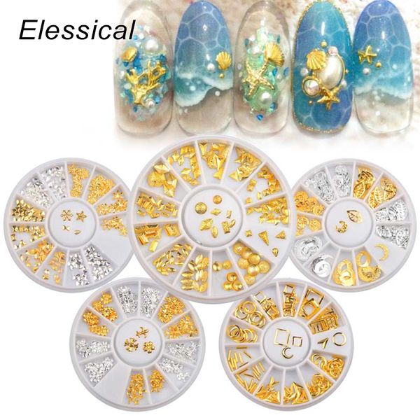 

elessical gold nail rivets copper nail studs mixed 3d art decoration diy manicure jewelry silver nails accessories in wheel, Silver;gold