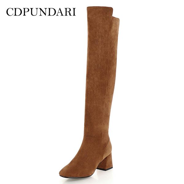

cdpundari flock over the knee boots women thigh high boots shoes woman high heel winter black brown