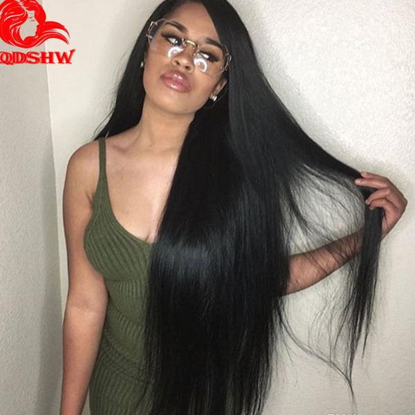 

30 in full lace human hair wigs for black women brazilian virgin hair glueless natural straight 30 lace front wigs with baby hair, Black;brown