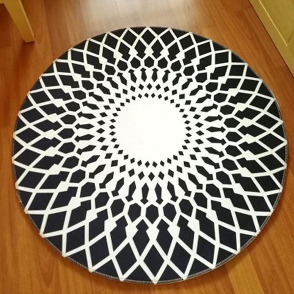 

round area rug nordic style non-slip mat geometric pattern carpet for living room bedroom hg99