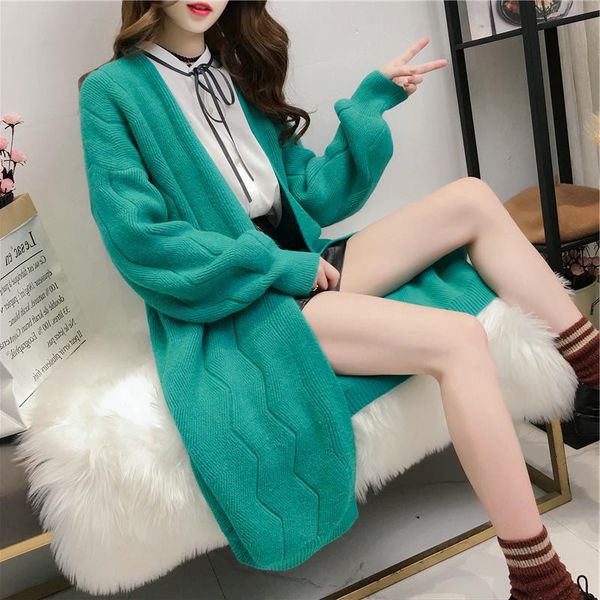 

autumn and winter fashion new casual long sweater fashion temperament cardigan clothes 2018 elegant knit jacket, White;black