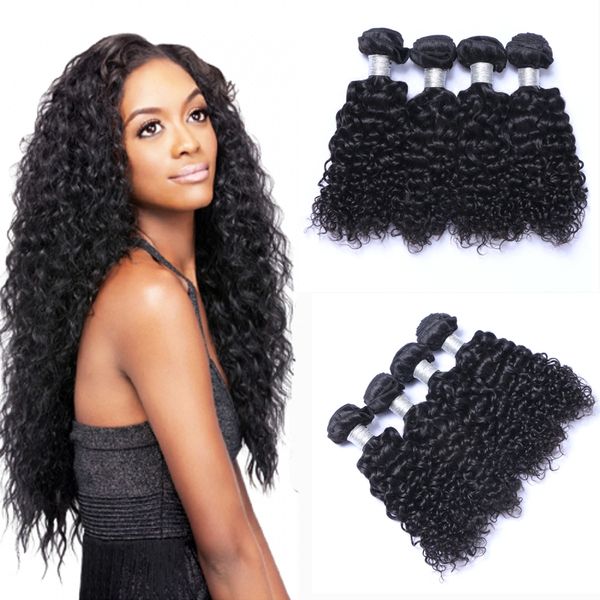 

peruvian deep wave virgin hair weave 4pcs/lot natural color no shedding tangle human hair extensions, Black