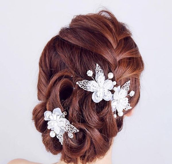

handmade diamond beads, flower leaves, headgear, hairpin, bride accessories, accessories, Silver