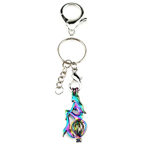 

key chains keychain silver plated key ring clasp with mermaid cage locket y242 fun gift