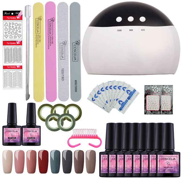 

nail art base tool 24w uv lamp color soak off gel nail coat gel polish kit manicure set & kits polish set