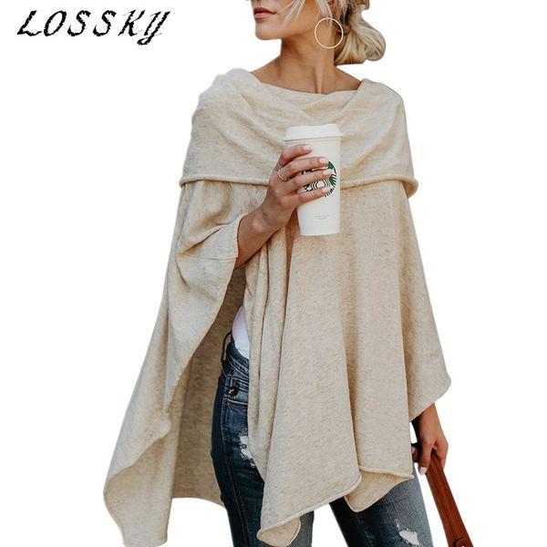 

lossky off shoulder shawl blouse solid casual loose slash neck irregular loose women autumn swing batwing sleeve blouses shirts, White