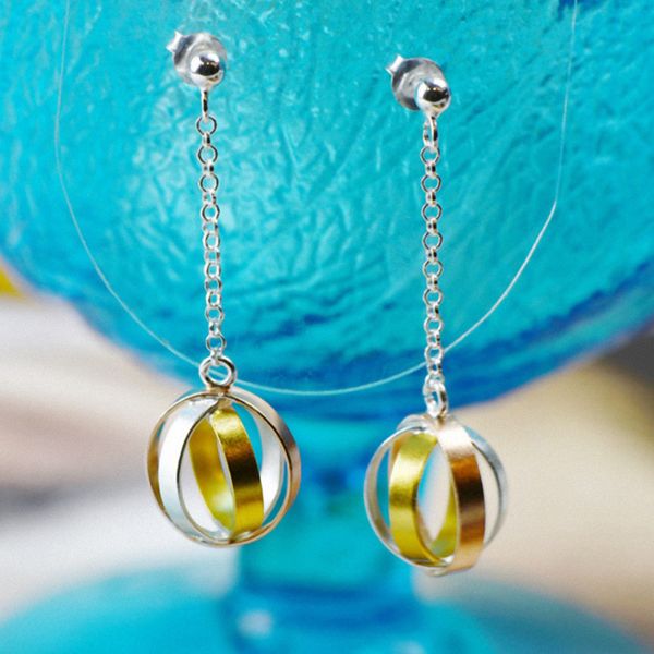 

2018 real new arrival alexandrite brinco fashion, plated pure earrings, long bead personalized hollowing craft jewelry ladies, Golden;silver