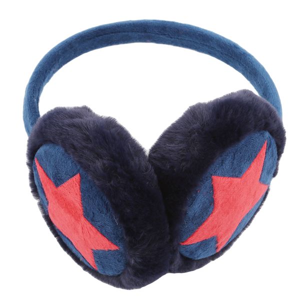 

new winter wasrm star plush fur ear muff adjustable earmuffs for children ear cover cute headband gift for girl multicolor, Blue;gray