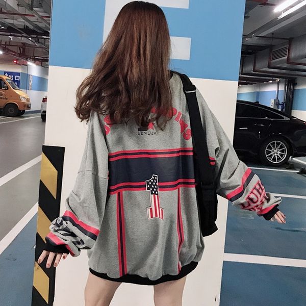 

2018 autumn clothing the new korean version ulzzang loose long sleeve thin section fashion women sweatshirt, Black