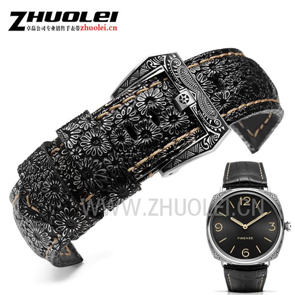 

high-quality band 22mm 24mm 26mm retro watchband watch strap for pam mens wrist-watches band leather bracele, Black;brown