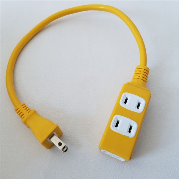 

us standard ac power socket plug to 3 port outlet receptacle yellow 15a