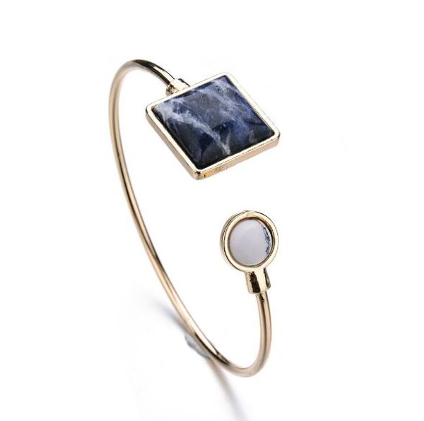 

fashion gold plated bracelets natural stone white green turquoise open cuff bracelet bangle for women brand jewelry, Golden;silver
