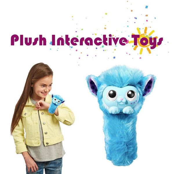 

1pcs pom sies patches plush interactive pinky toys with brush tickle cuddle dance eyes color changing lovable wearable kids christmas gifts