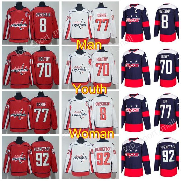 

Man Youth Woman Stadium Series 2018 Ice Hockey Jersey Kids Washington Capitals Alexander Ovechkin TJ Oshie Braden Holtby Red White Men Women