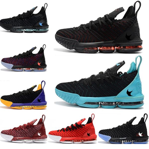 

2018 new oringnals lakers trainers designer basketball shoes 16s colorways xvi 16 black white gold bhm mens athletic sports shoes size 7-12