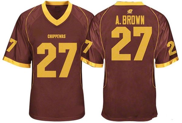 

Mens Central Michigan Chippewas Antonio Brown College Football Jerseys Cheap Mroon 27 Antonio Brown Stitched Football Shirts
