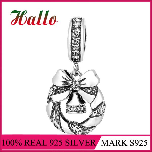 

2018 new fashion 925 sterling silver sparkling christmas decoration pendant charm fit original bracelet with cubic zirconia diy, Blue;slivery