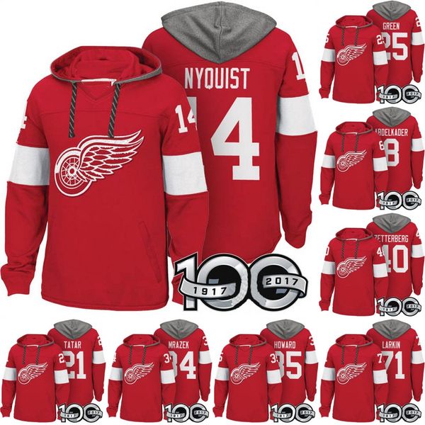 

Detroit Red Wings Hockey Hoodies Gustav Nyquist Henrik Zetterberg Jimmy Howard Dylan Larkin Jimmy Howard Tyler Bertuzzi Jersey
