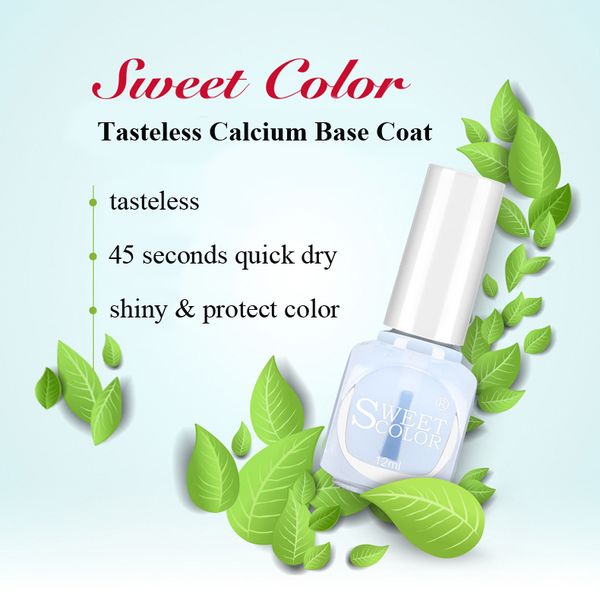

12ml nail care tasteless calcium base coat polish water based healthy quick dry nail varnish protect nails