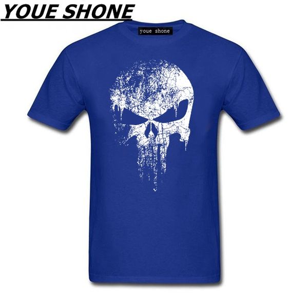 

vintage skull t shirt men summer cotton pullover homme gyms short sleeve tees for mens fitness printed t-shirts tt, White;black