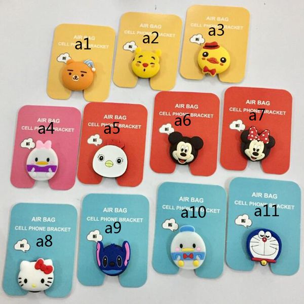 

New mobile phone bracket Cute hello kitty air bag Phone Expanding Stand Finger Holder For iPhone Sakura luna cat phone ring 500pcs