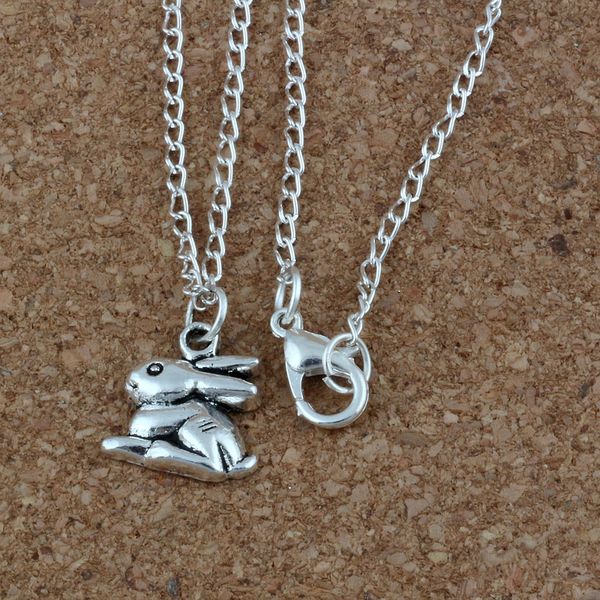 

MIC 24pcs / lot Ancient silver Alloy Bunny Rabbit Charms Pendant Necklaces 18 inches Chains Jewelry DIY A-226d