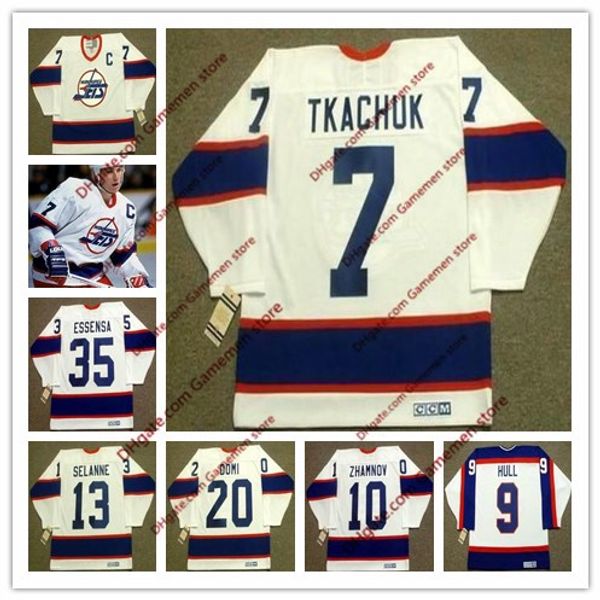 

custom men's keith tkachuk winnipeg jets 1993 ccm vintage retro home hockey jersey 35 bob essensa 13 teemu selanne 20 tie domi winnipeg, Black;red