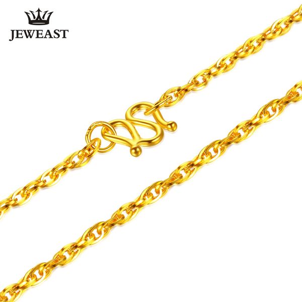 

24k pure gold necklace real au 999 solid gold chain brightly simple upscale trendy classic party fine jewelry sell new 2018, Silver