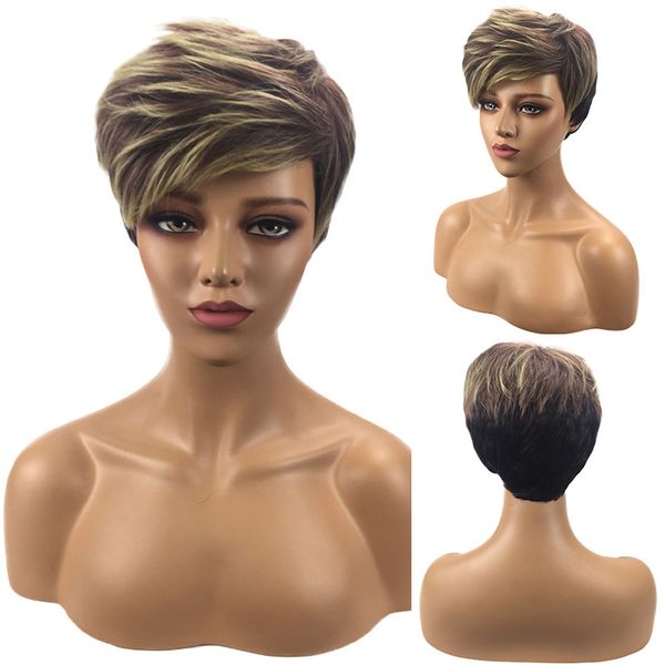 

2019 popular brown hair lady's synthetic wigs/fashion short wig, Black