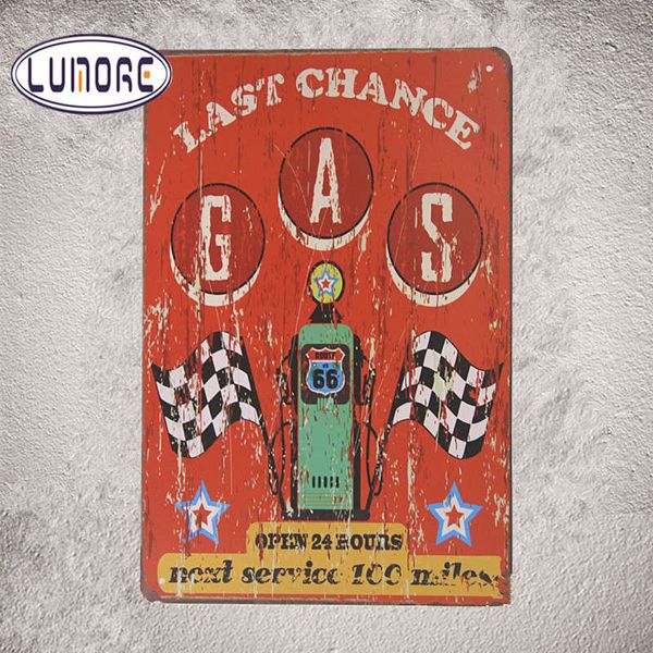 

last chance gas open 24 hours tin sign metal art print wall decor garage b26