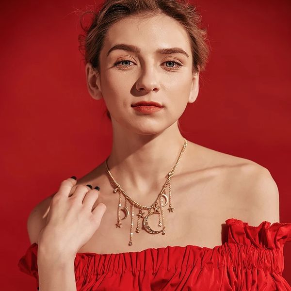 

kissme alloy temperament personality clavicular chain female japanese and korean style multiple pendant set with diamond star moon necklace