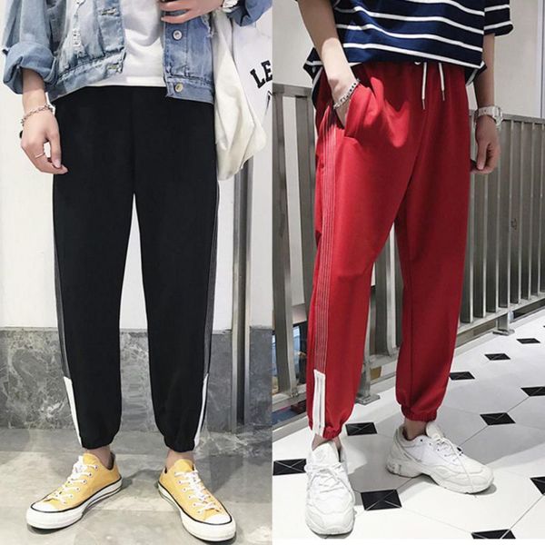 

2018 women sweatpants casual sports pants loose trousers for women striped side sweat pants female plus size s to xxl, Black;blue