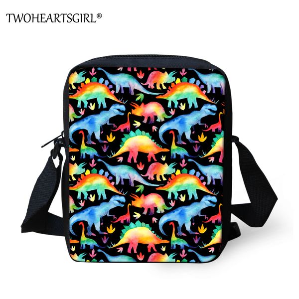 

twoheartsgirl fashion messenger bags for girls rainbow dinosaur print crossbody bag women girls casual small kids shoulder bags