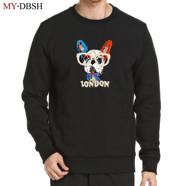 

men's hoodies & sweatshirts cute glasses dog printed 2021 graffiti pullover hip hop skateboards oversized cotton, Black