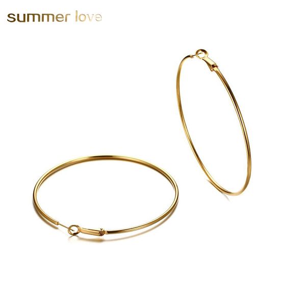 

fashion stainless steel hoop earring new polishing simple circle women silver gold color earrings, Golden;silver