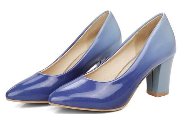 

send 2018 new style pointed end coarse heel high-heeled women's single shoes, Black