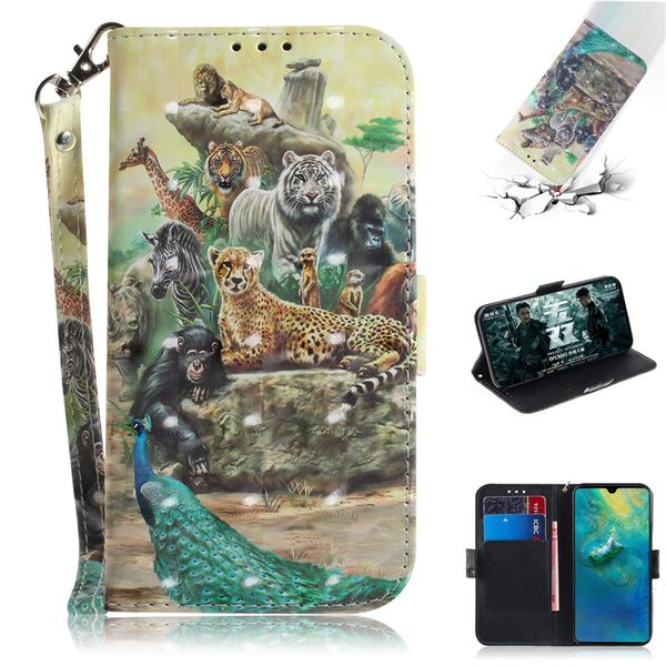 

flip cover phone bags for huawei mate 20 case 3d painting pu leather soft silicon wallet covers cases coque