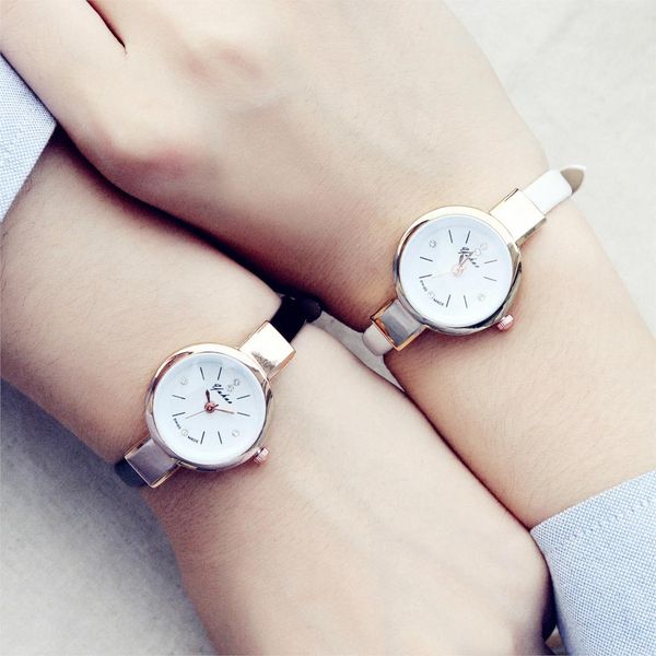 

lady girl watch clock gift fashion female models fashion thin belt rhinestone belt watches women wistwatch, Slivery;brown