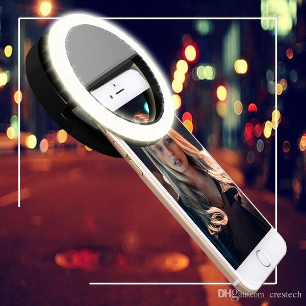 Iluminação de novidade telefone celular anel led selfie espelho leve iluminação suplementar noturno escuridão melhorar selfie para fotografia para carregar cabo