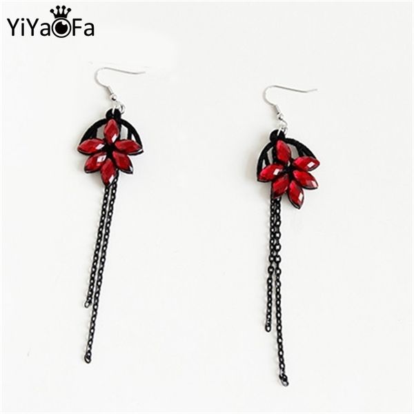 

yiyaofa handmade dangle earrings vintage drop black lace earring for lady party gothic jewelry long earrings for women eh-23, Silver